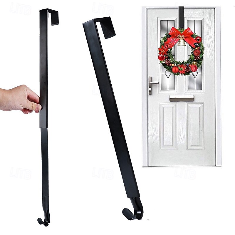 2Pcs Adjustable Heavy Duty Metal Wreath Hanger with Over Door Hook 15 to 25 Inch Wreath Hook Supports Up to 20lbs - Perfect for Christmas, Halloween, Easter & Thanksgiving4
