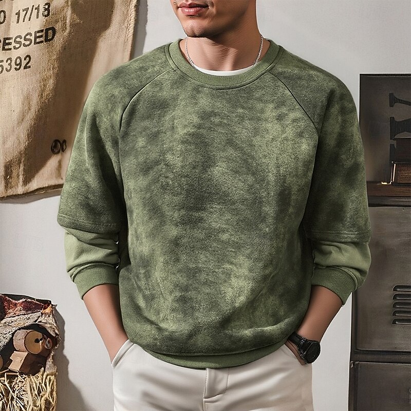 Men's Sweatshirt Black Blue Green Crew Neck Color Block Patchwork Sports & Outdoor Daily Holiday Polyester Streetwear Basic Casual Spring Fall Clothing Apparel Hoodies Sweatshirts