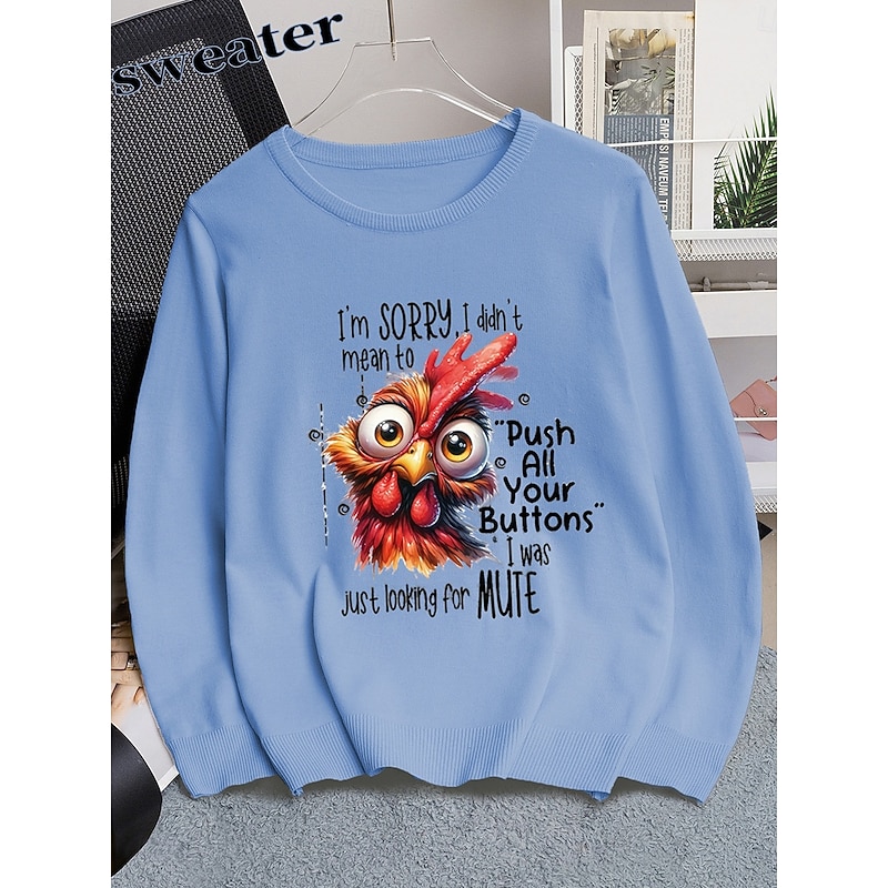 Women's Pullover Elegant Vintage Daily Graphic Letter Ribbed Crew Neck Knitted Long Sleeve Regular Tops Knit Formal Outdoor Home Black Pink Fall Winter4