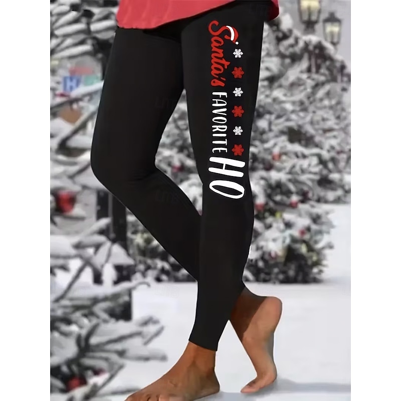 Women's Leggings Vacation Vintage Fashion Full Length High WaistPantsUgly Christmas Graphic Christmas Tree Printing Thermal Warm Soft Breathable Stretchy Formal Outdoor Vacation Black Red Rainbow2
