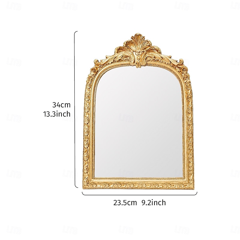Resin Gold Arch Lace Decorative Wall Mirror – European Style Home Art Hanging Ornament for Wall Decor, Vanity Mirror, and Photography Prop2