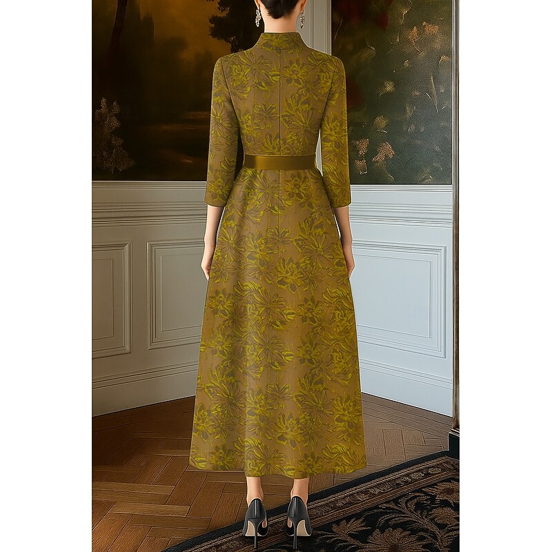 A-Line Evening Gown Elegant Formal Dress Formal Wedding Floor Length 3/4 Length Sleeve V Neck Pocket Nylon with Strappy 20252