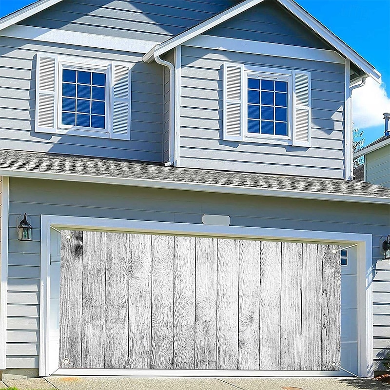 Garage Door Cover Large Hanging Backdrop Farm Wood Plank Rustic Cottagecore 3D Party Outdoor Shooting Backgrounds Front Door Home Decor3