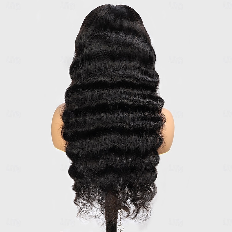 Natural Color Human Hair  Lace Bleached Knot 5*5 Lace Wig Loose Deep Wave 150% Density  22-30 Inches For Black Women2