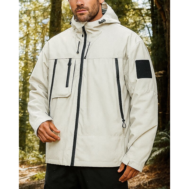 Men's Windbreaker Hiking Jacket rain coat Outdoor Waterproof Windproof Lightweight Hiking Outfits Hiking Clothes Spring Autumn / Fall Top Camping / Hiking / Caving Running Black White Purple