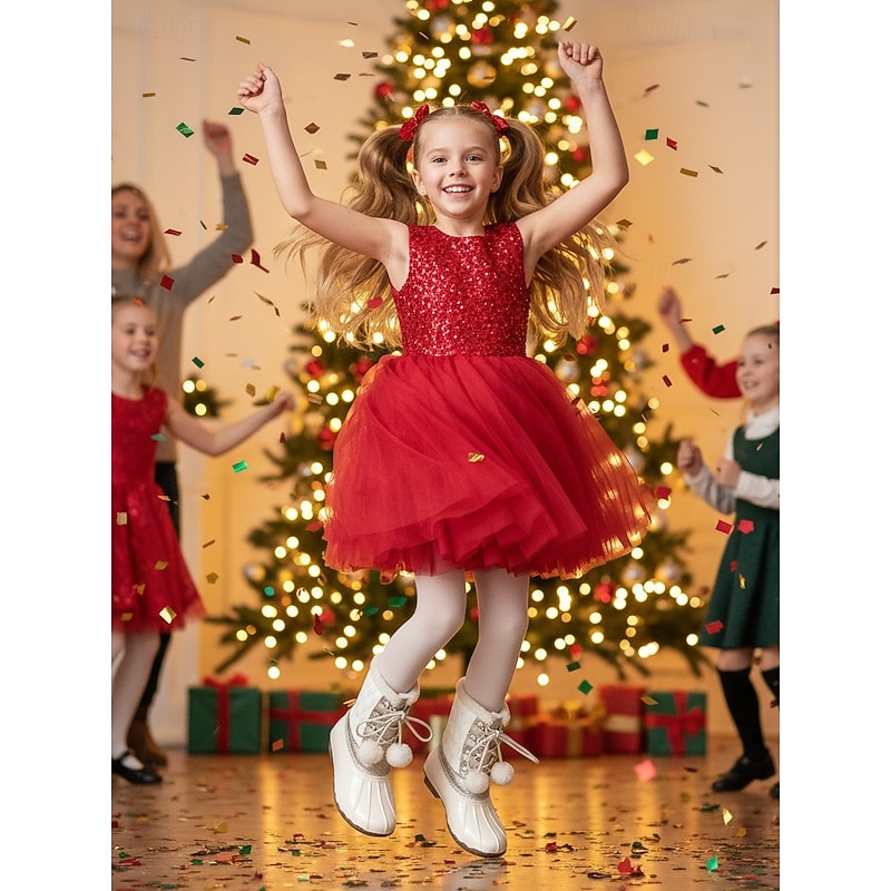 Girl's Winter Snow Boots - Warm Quilted Ankle Boots with Faux Fur Lining, Glitter Detail and Pom Pom Laces for Outdoor Wear4