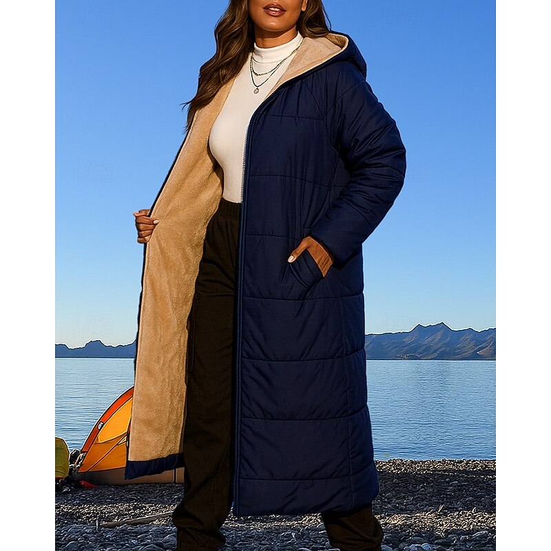 Women's Hoodie Jacket Hiking Jacket Puffer Jacket Thermal Jacket Hiking Fleece Jacket Winter Outdoor Thermal Warm Windproof Fleece Jackets Hunting Camping / Hiking / Caving Navy Blue Khaki4