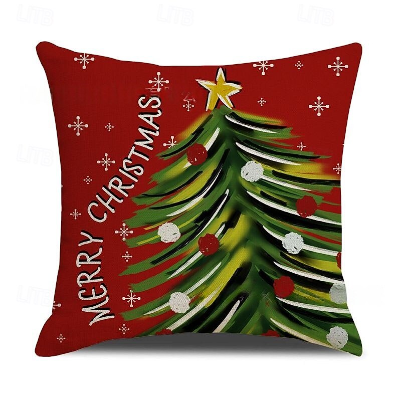 Christmas Throw Pillow Set, Red Decorative Sofa Cushions with Bowknot, Striped Print, Party & Holiday Home Decor, Festive Cushion Covers2