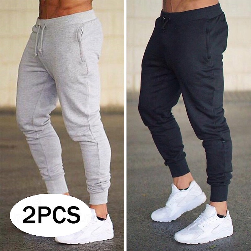 Men's Sweatpants Joggers Fleece Pants Track Pants Running Pants Pocket Elastic Waist Solid Color Plain Lightweight Full Length Outdoor Casual Daily Ethnic Style Classic Style White+Red White+Pink
