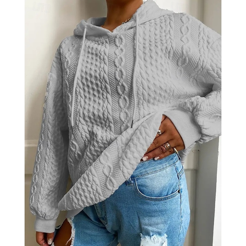 Women's Pullover Hoodie Sweatshirt Plain Sports Fashion Casual Long Sleeve Hooded Regular Tops Street Dailywear Blue Gray Fall Winter3