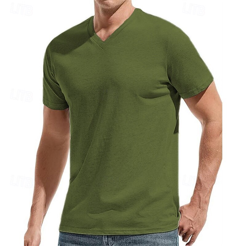 Men's T Shirt Tee Short Sleeve Shirt Tee Top Short Sleeve V Neck Summer Plain Fashion Designer Basic Classic Vacation Street Going out Black White Red Top Tee for Men2