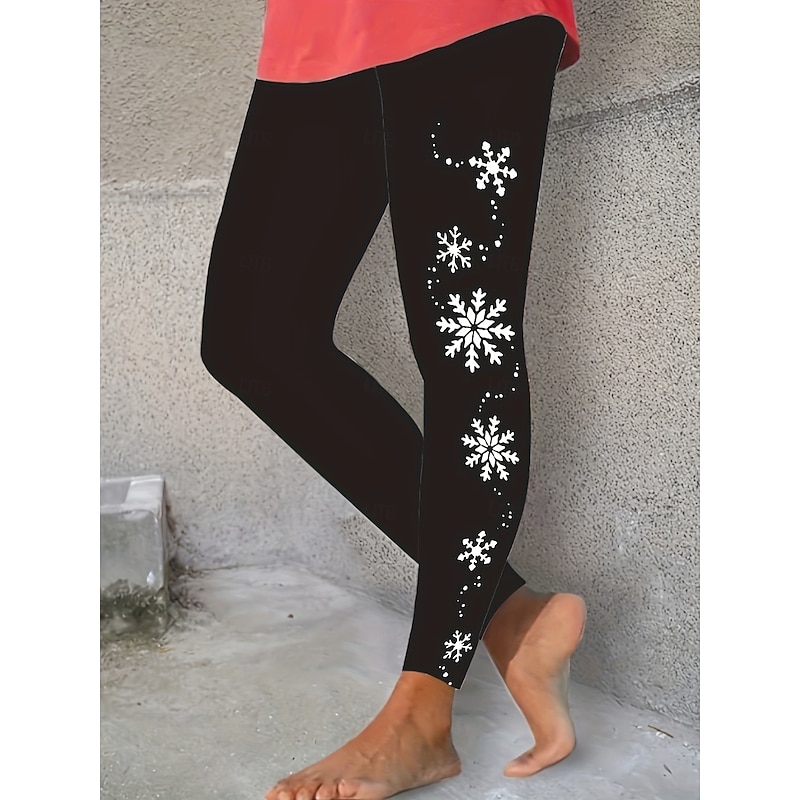 Women's Leggings Vacation Vintage Fashion Ankle-Length High WaistPantsUgly Christmas Graphic Striped Printing Thermal Warm Soft Breathable High Elasticity Formal Outdoor Vacation Black White Red2