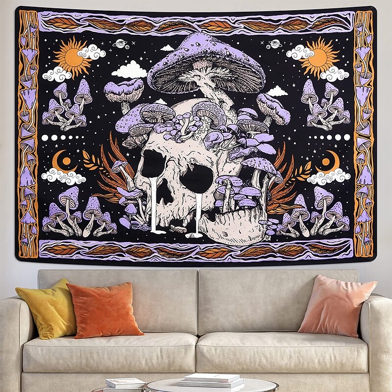 Tapestry Banners Blanket Skeleton Mushroom Hippie 3D Psychedelic Bedroom Living Room Dorm Teens Room College Dorm Wall Porch Home Decor2