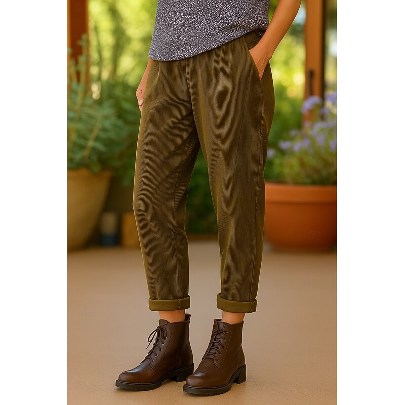 Women's Chinos Harem Pants Vacation Fashion Streetwear Full Length High Waist Plain Pocket Elastic Waistband Comfy Soft Comfortable Micro-elastic Outdoor Street Black Pink Brown Army Green Spring3