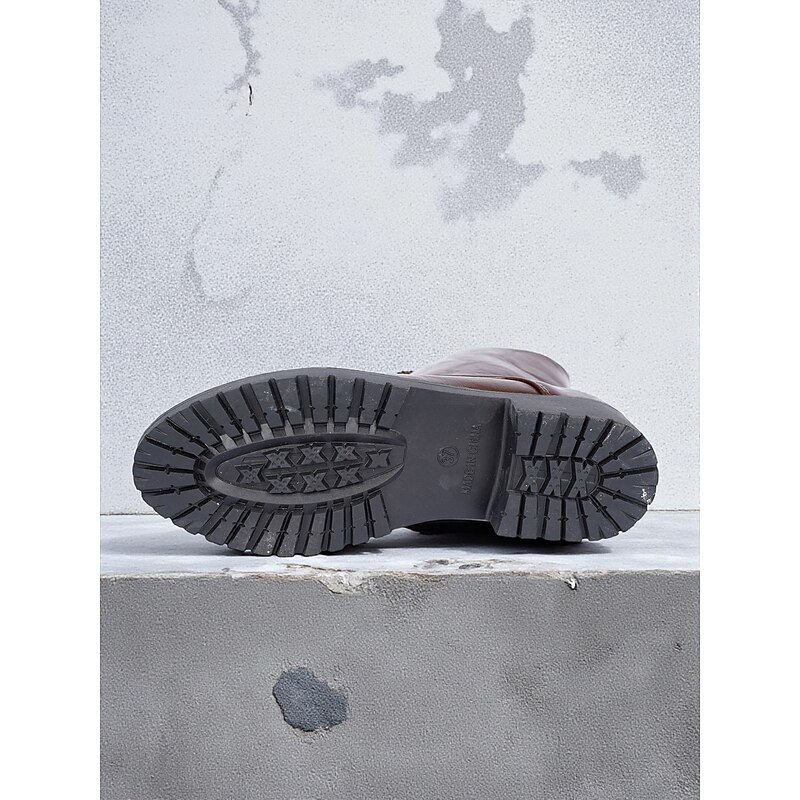 Women's Brown Lace-Up Combat Ankle Boots, Faux Leather Outdoor Casual Shoes for Work, Everyday Walking and Fall Outfits3