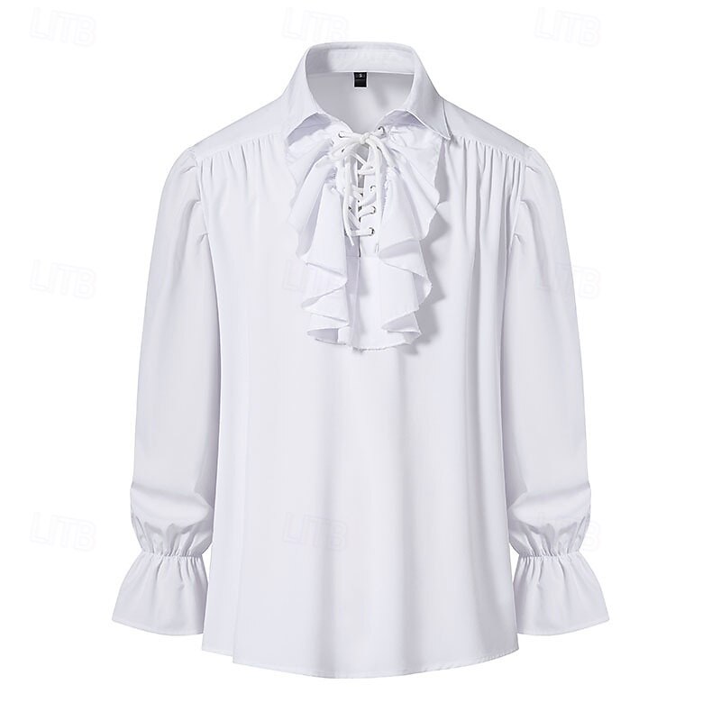 Retro Vintage Medieval Renaissance Fancy Costume Shirt Pirate Viking Fancy Dress Men's Pirate Halloween Carnival Performance LARP Ren Faire Adults' Shirt3