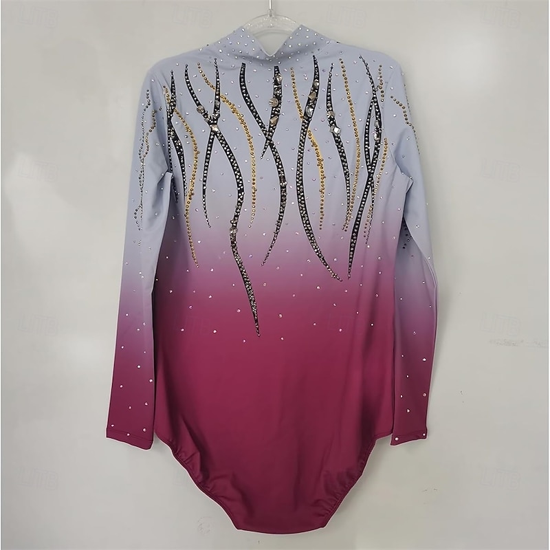 Men's Figure Skating Performance Costume Training Suit Top Grey Gradient Comfortable Design2