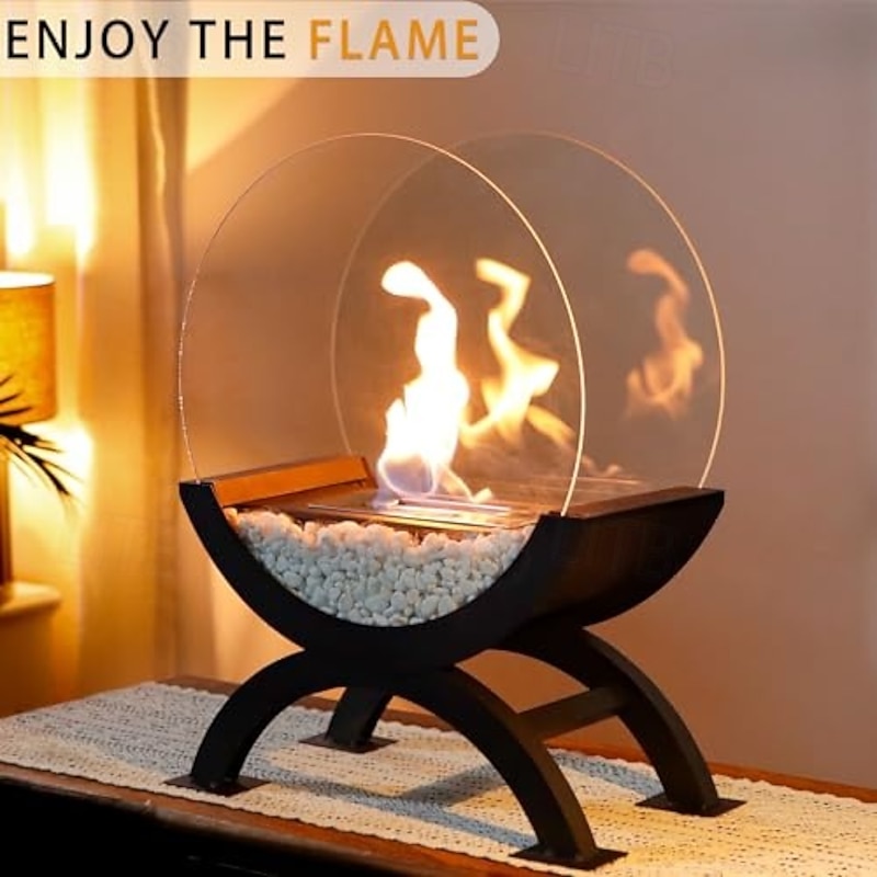 Round Glass Large Tabletop Fireplace 19