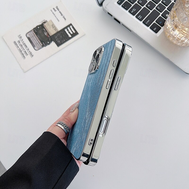 Phone Case For iPhone 16 15 14 Pro Max Plus 13 Pro Max Back Cover Shockproof Retro Canvas Plating4