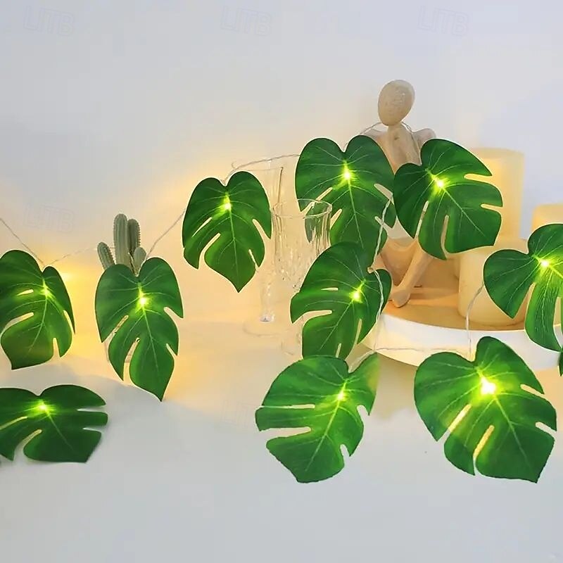 Christmas Fairy Tale String Lights Palm Leaf Garland Lights 3m 20LEDs suitable for New Year Party Jungle Theme Wedding Birthday Home Balcony Garden Window Decoration4