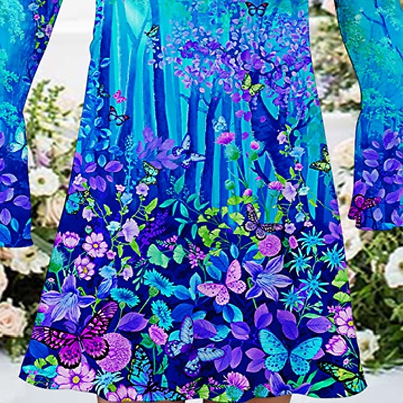 Girls' 3D Butterfly Flower Dress Ruffle Dress Long Sleeve Summer Spring Vacation Daily Holiday Beautiful Sweet Kids 4-12 Years Casual Dress Knee-length Regular Fit3