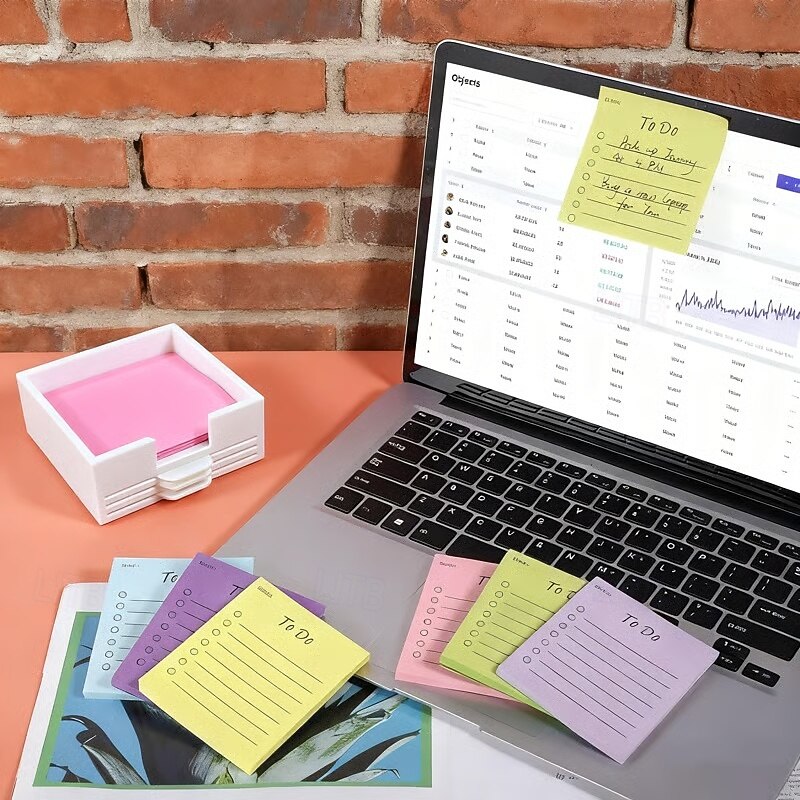 Sticky Note Stencil, Sticky Note Holder with Stencil 3x3 Sticky Note Line Stencil and Holder, Perfect for to-Do Lists, Home, Office, Sticky Notes Dispenser, Reusable Note Organizer4