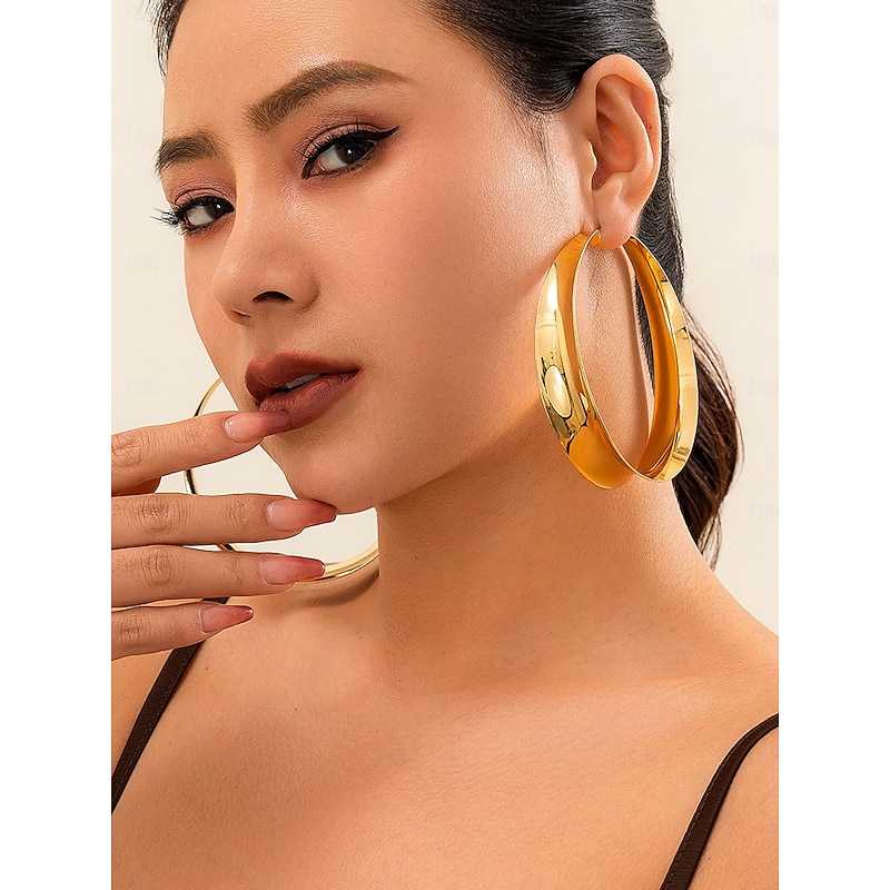 Women's Large Gold Hoop Earrings - Bold Statement Jewelry for Party Outfits, Nightclub Fashion & Special Occasions