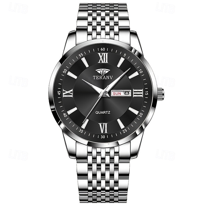 An Original Business-Style Alloy Strap Fashionable Men'S Watch With Ipx7 Water Resistance Luminous Date And Day Display Casual Quartz Sports Wristwatch4