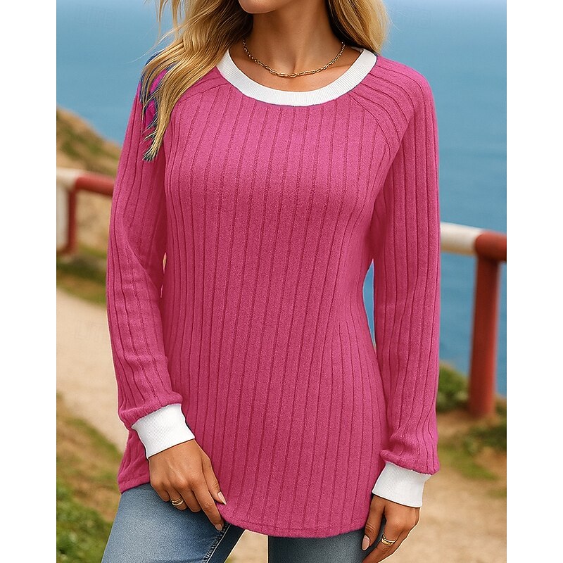 Women's Fall Shirt Pullover Sweater Long Sleeve Top Athleisure Fall Solid Colored Fashion Warm Hiking Travel Vacation Sportswear Activewear Black Pink Blue4