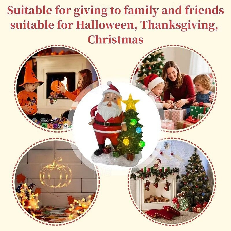 1 Pc 18.5CM/7.28Inch Outdoor Solar Waterproof Santa Claus Christmas Tree Desktop Ornament Light Festival Indoor and Outdoor Atmosphere Decorative Light LED Color Light4