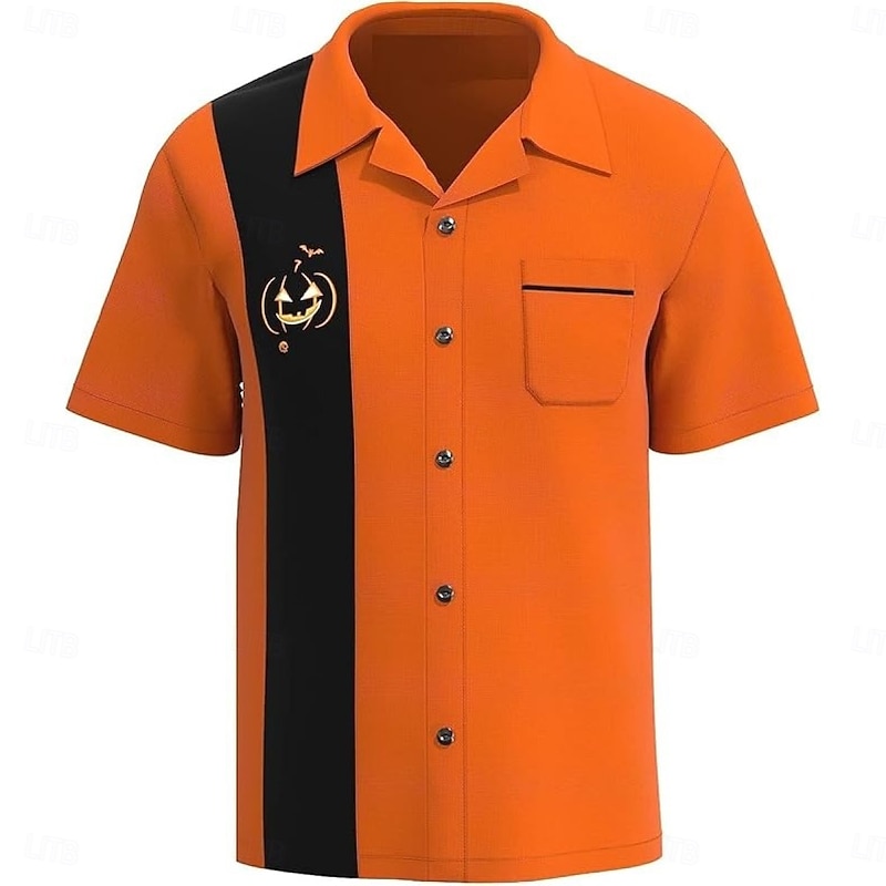 Halloween Skeleton Skull Hawaiian Shirts Aloha Shirt Button Down Shirt Print For Men's Adults' Halloween Carnival Masquerade 3D Print Party Halloween4