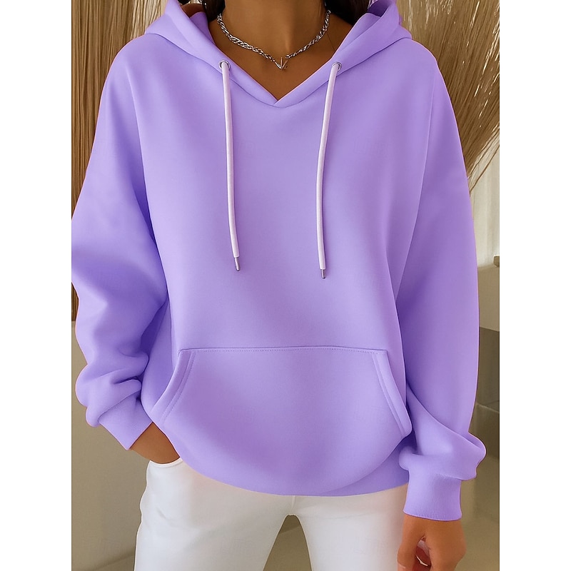 Women's Pullover Hoodie Sweatshirt Plain Casual Long Sleeve Hooded Regular Tops Party Evening Wear Street Dailywear White Pink Blue Purple Green Spring Fall Winter2