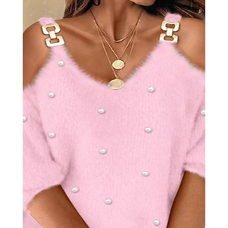 Women's Midi Dress Sweater Dress Casual Dress Elegant Fashion Modern Outdoor Office Daily Regular Fit Plain Long Sleeve One Shoulder Pink Winter Autumn2