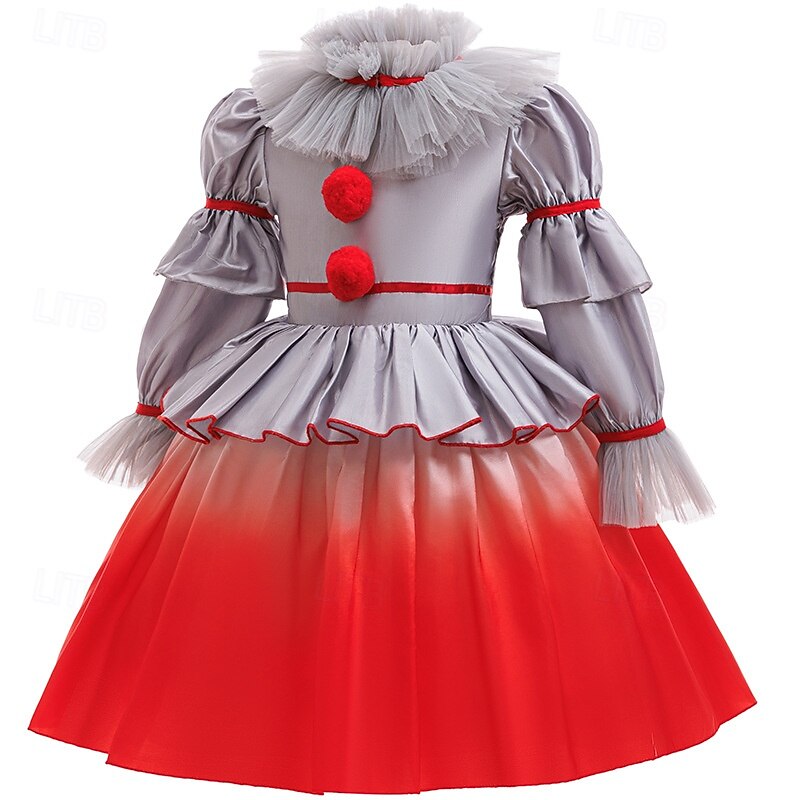 Scary Costume Dress Fancy Costume Clown Pennywise Fancy Dress Girls' Halloween Carnival Performance Party Kid's Dress3