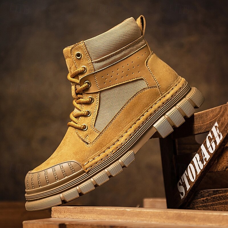 Men's Tactical Desert Combat Boots – Lightweight Suede Lace-Up Military Ankle Boots with Breathable Mesh Panels for Outdoor Hiking, Work and Survival Training