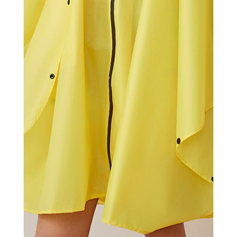 Women's Cloak / Capes Waterproof Windproof Zipper Pocket Casual Plain Outdoor Vacation Street Going out Long Hooded Loose Fit Long Sleeve Outerwear Yellow Blue Fall Winter4