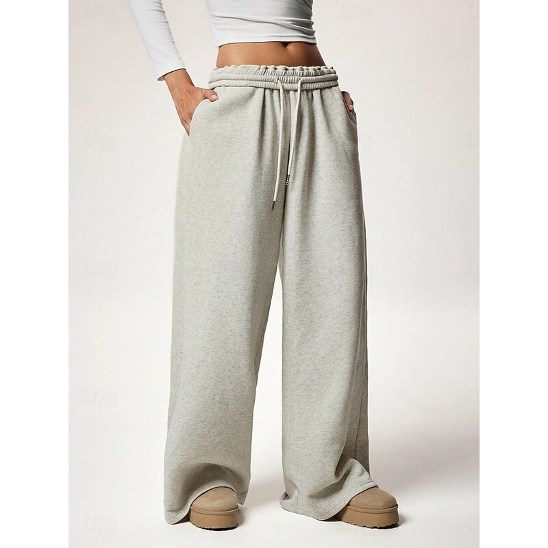 Women's Sweatpants Wide Leg Chinos Fashion Streetwear Casual Full Length High Waist Plain Elastic Waistband Comfy Soft Comfortable Stretchy Outdoor Street Light Gray Black White Red Summer Spring Fall3
