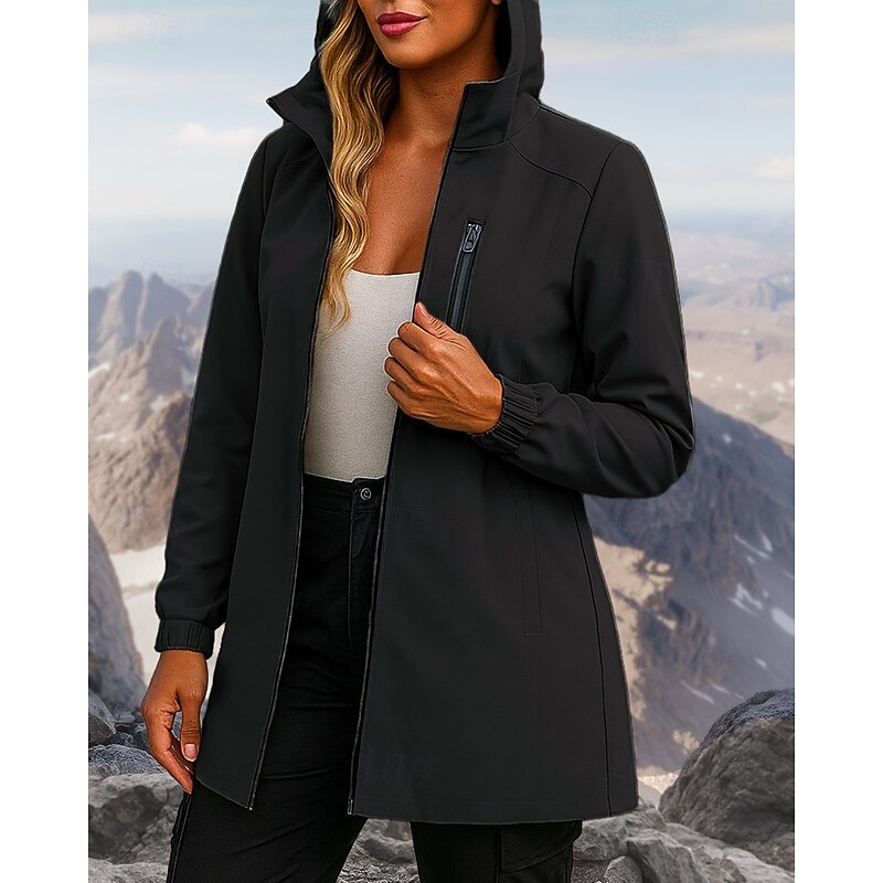 Women's Hoodie Jacket Windbreaker Outdoor Jacket Outdoor Waterproof Windproof Hiking Outfits Hiking Clothes Spring Autumn / Fall Jacket Climbing Camping / Hiking / Caving Solid Color Black White Pink4
