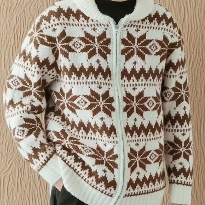 Men's Ugly Christmas Sweater Christmas Sweaters Sweater Cardigan Sweater Ribbed Knit Regular Tops Knitted Plain Turndown Vacation Fashion Christmas Casual Clothing Apparel Winter Black White S M L