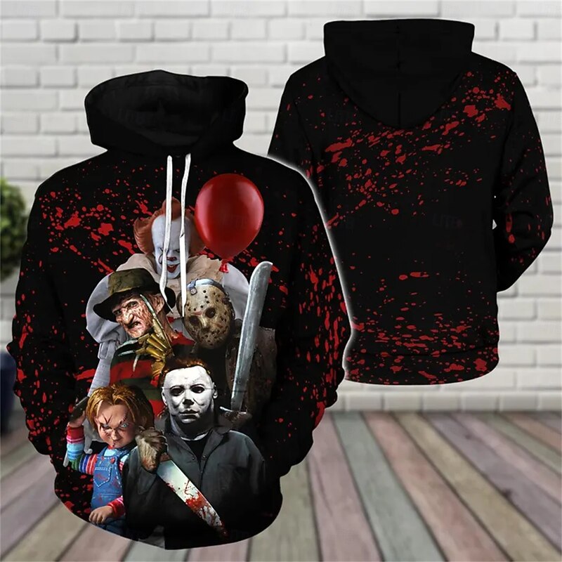 Scary Movie Halloween Michael Myers Hoodie Cartoon Manga Anime 3D Front Pocket Graphic For Couple's Men's Women's Adults' Halloween Carnival Masquerade 3D Print Casual Daily2