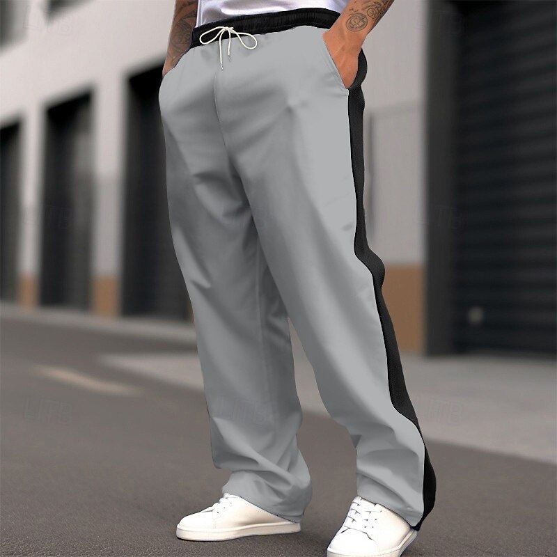 Men's Sweatpants Wide Leg Sweatpants Trousers Casual Pants Open Bottom Sweatpants Drawstring Elastic Waist Color Block Moisture Wicking Breathable Full Length Outdoor Casual Daily Fashion Streetwear3