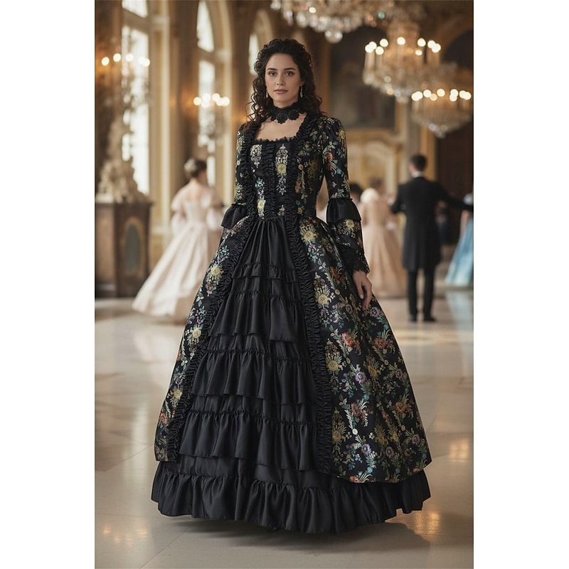 Gothic Lolita Rococo Victorian Fancy Costume Ball Gown Prom Dress Plus Size Queen Princess Floral Fancy Dress Women's Royal Halloween Carnival Performance Masquerade Ren Faire Adults' Dress2