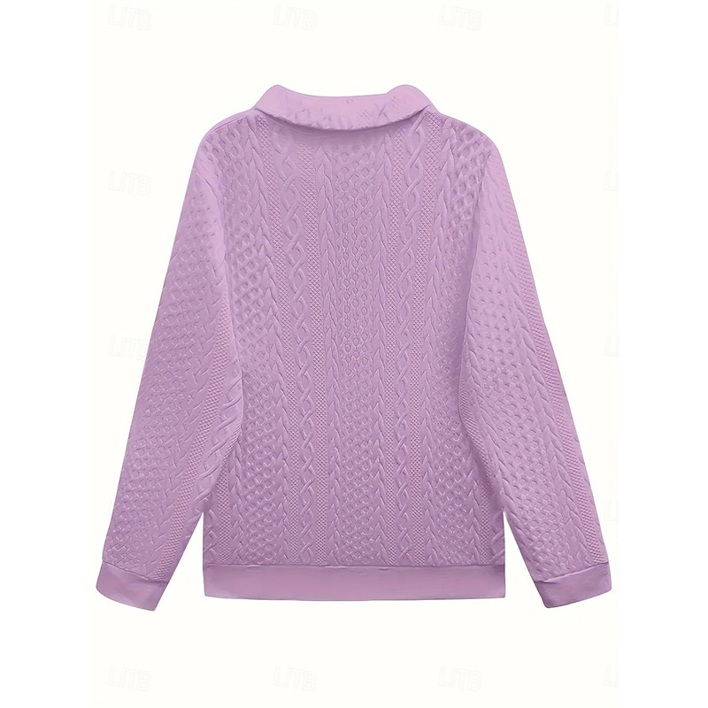 Women's Blouse Solid Color Tropical Stylish Casual Long Sleeve Shirt Collar Regular Tops Daily Zipper Pocket White Pink Blue Purple Spring Fall Winter4