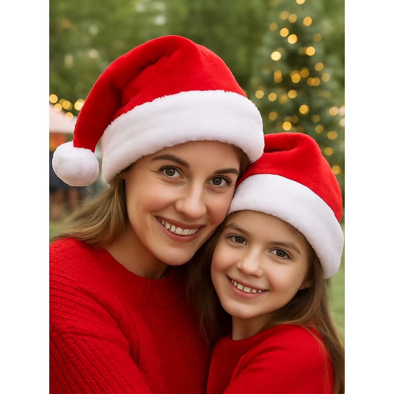 Women's & Kids' Christmas Santa Hat - Soft Velvet with Plush Trim, Perfect for Holiday Celebrations & Family Festivities2
