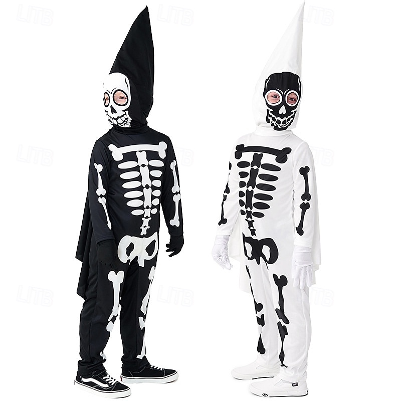 Skeleton Skull Ghost Halloween Fancy Costume Horror Scary Skeleton Kid's Unisex Boys' Girls' Halloween Carnival Performance Party Easy Halloween Costumes Dress Up3