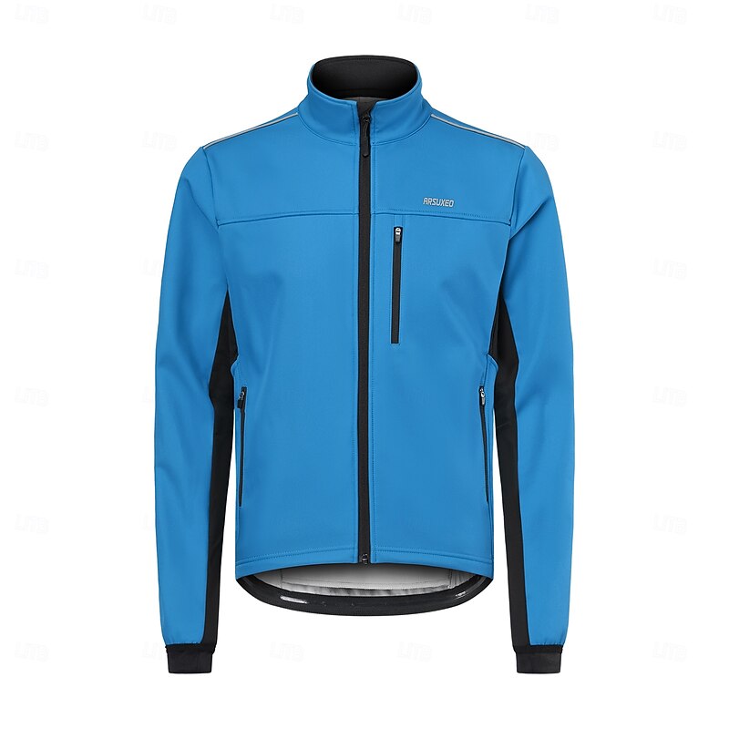 Arsuxeo Men's Cycling Jacket Windbreaker Fleece Jacket Winter Warm Ventilation Back Pocket Comfortable Bike Jacket Tracksuit Mountain Bike MTB Road Bike Cycling City Bike Cycling Black Red Blue Bike4