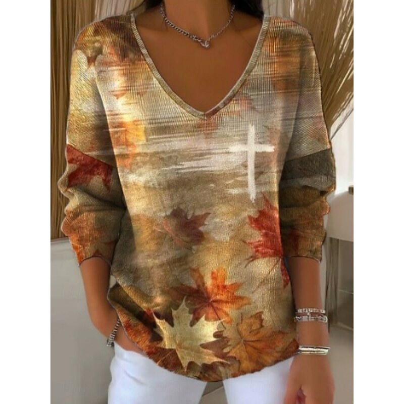 Halloween Women's Sweater Casual Soft Ribbed V Neck Knitted Long Sleeve Regular Tops Knit Outdoor Daily Black Orange Fall Winter2