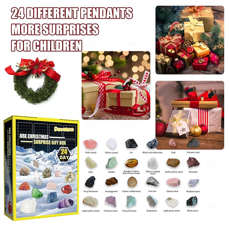 Crystal Advent Calendar 2025 for Kids 24 Natural Gemstones & Healing Stones Advent Calendar with Geographic Gemstone Rocks and Minerals - Christmas Countdown Gift for Boys Girls Teens & Adults2