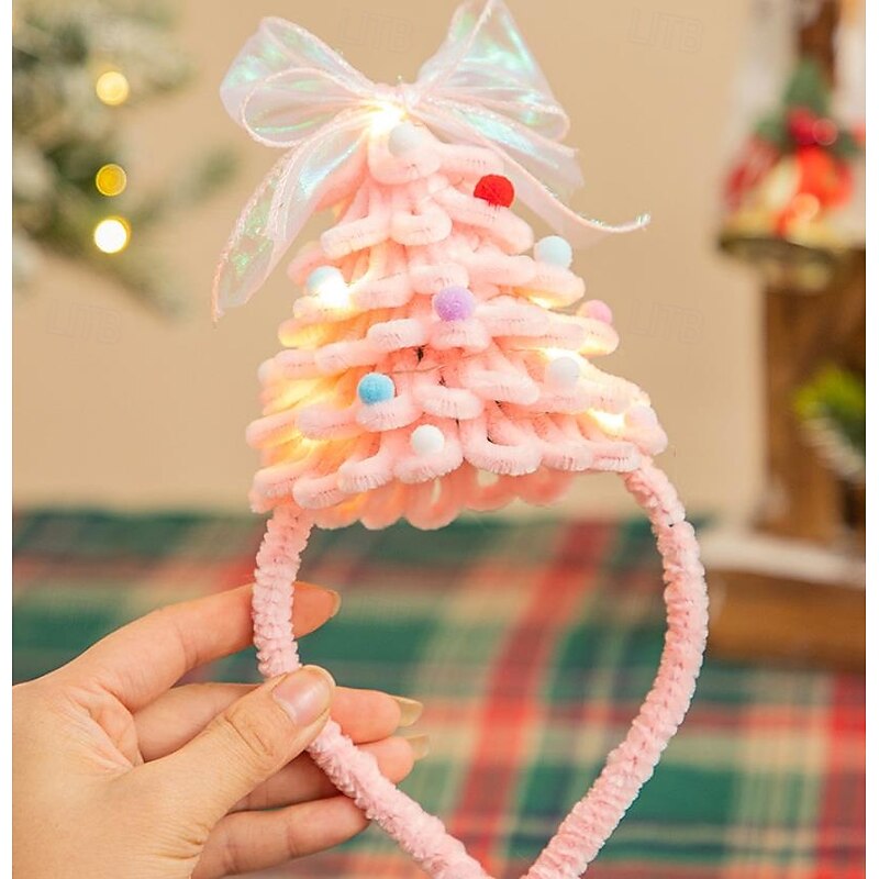 Christmas Headbands with Lights, Christmas Tree Topper with Bells Santa Claus, Hats Bulk Holiday, Headwear Accessories2