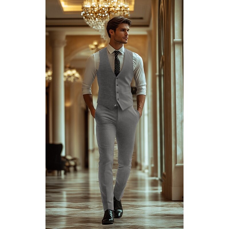 Men's Wedding Business Party Suits Notch Lapel Black Dark Green Formal Solid Colored Slim Fit 2 Piece3